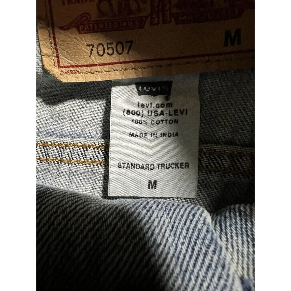 Vintage LEVIS 507 Denim Jacket Mens M Blue‎ Faded Distressed Button Adult.